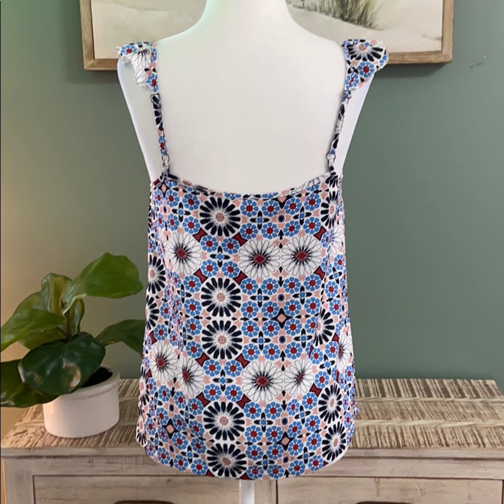 Modcloth Printed Ruffle Top S - Picture 3 of 6